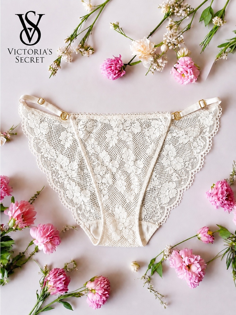 NEW Victoria’s Secret Dream Angels 🔥Sexy Lace String Bikini Panty Gold Hardware